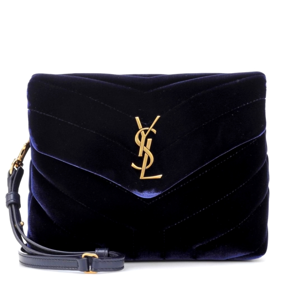 Very Rare!!! NEW!!! Saint Laurent YSL Blue Velvety Suede Toy Loulou Strap Bag - Picture 2 of 16